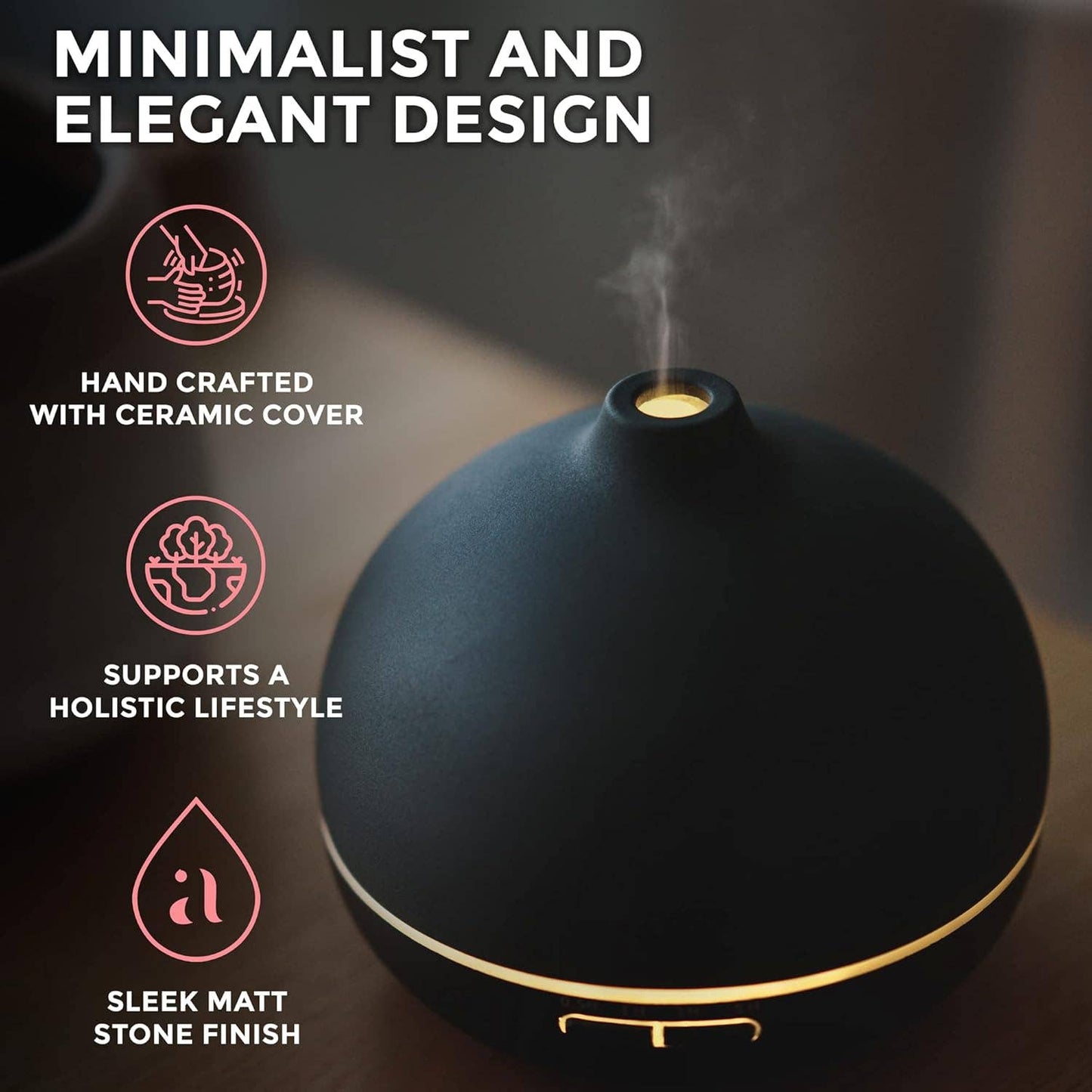 Aroma Diffuser for Essential Oil and Aromatherapy - Black