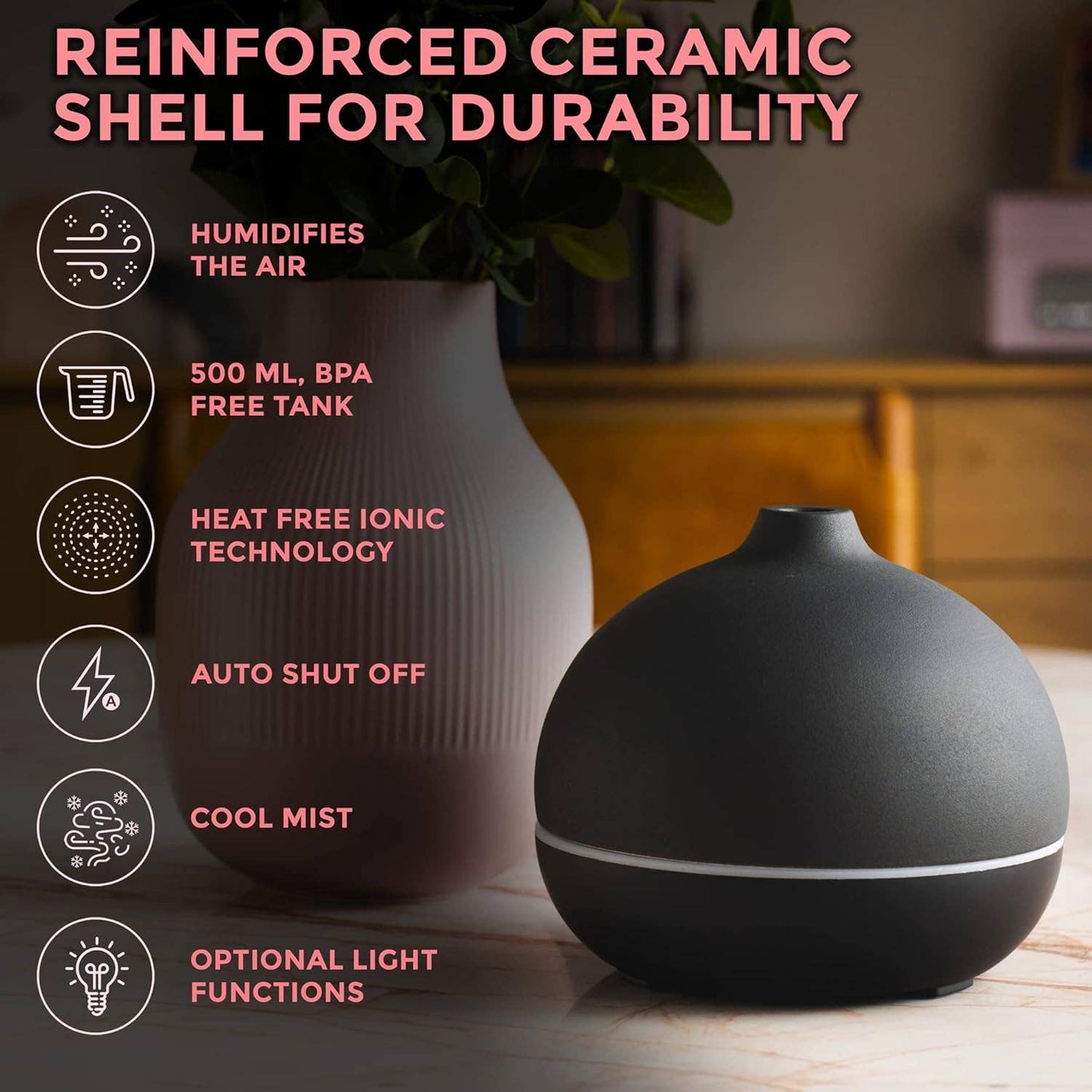 Aroma Diffuser for Essential Oil and Aromatherapy - Black